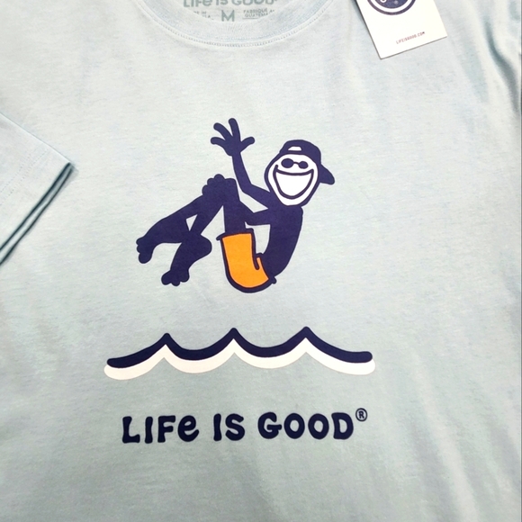 LIFE IS GOOD Men's M Crew Neck JAKE CANNONBALL S/S Tee Shirt BEACH‎ BLUE NWT - Picture 2 of 7
